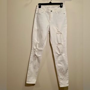 Old Navy Rockstar Mid-rise white distressed jeans